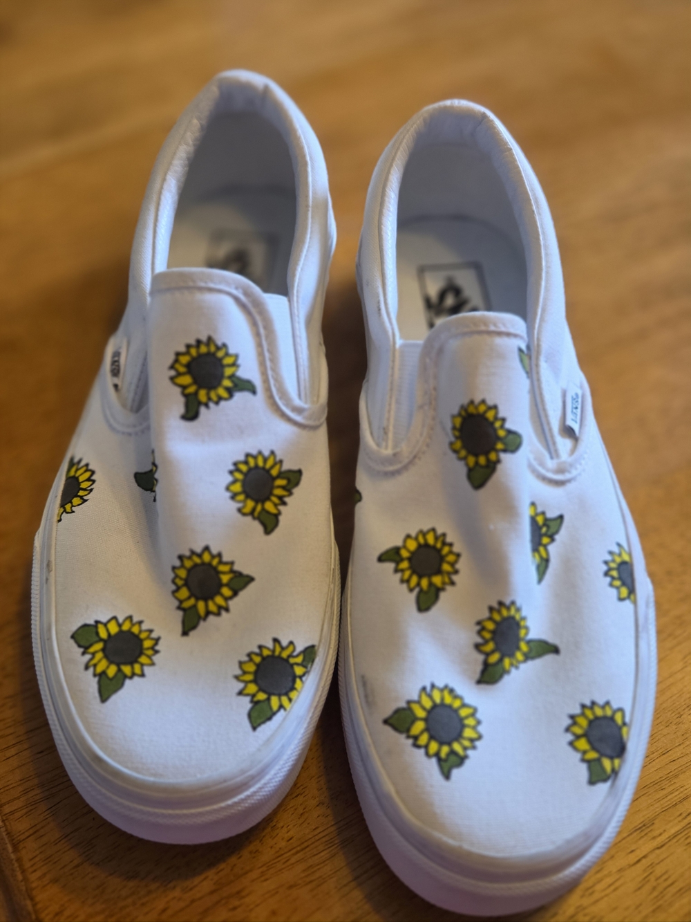 Vans Slip-On Canvas Shoes with Sunflower Print - White